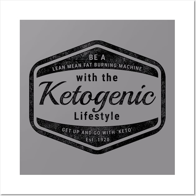 Retro Ketogenic Lifestyle Design Black Wall Art by AccoladePrints